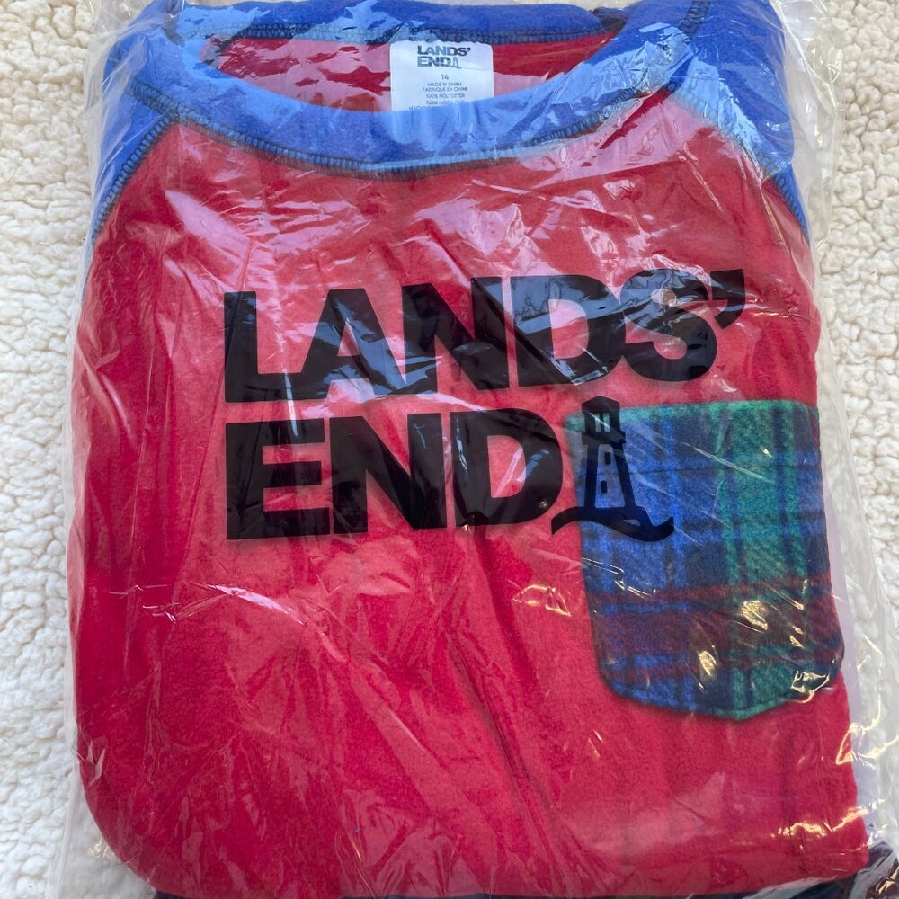 Lands End Kids Flannel Pajama Pants & French Terry Sleep Top Set, NWT